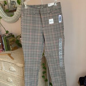 Old Navy Plaid Ankle Pants - Black, White, Pink